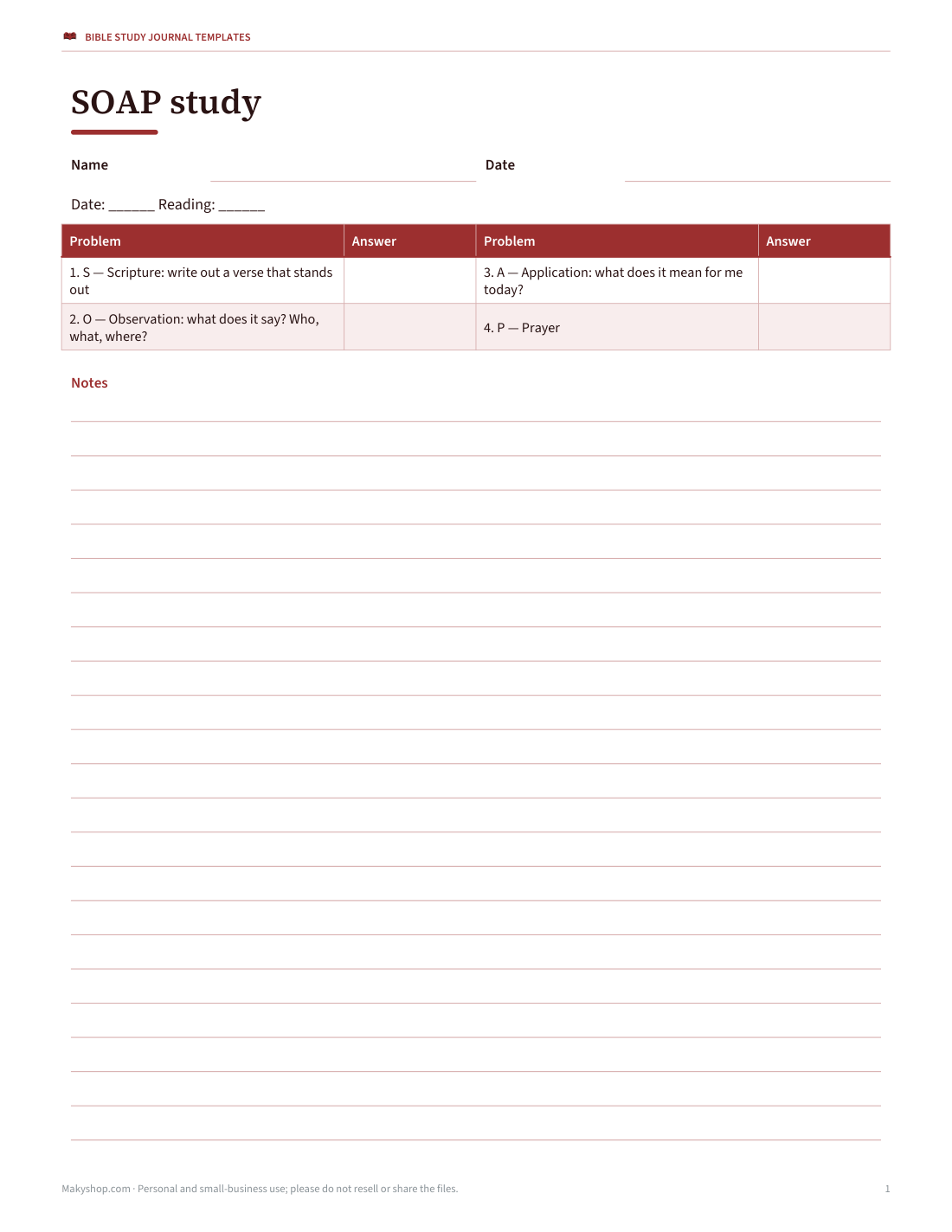 Preview of the first page of SOAP journal (PDF/DOCX)